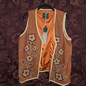 Double D Ranch Terra Cotta Suede Beaded Vest NWT Women's XL
